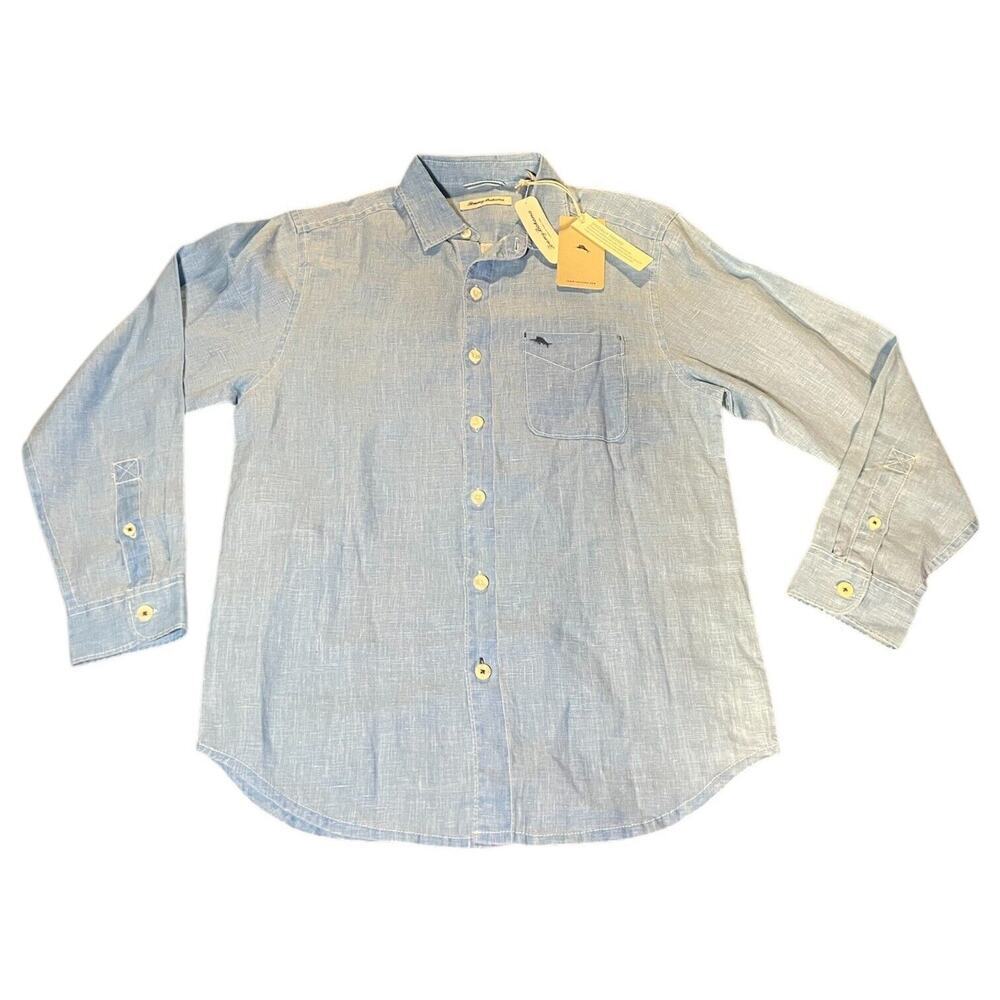 Tommy‎ Bahama NWT Destination Breezer Palm Springs Blue Small 100% Linen Beach